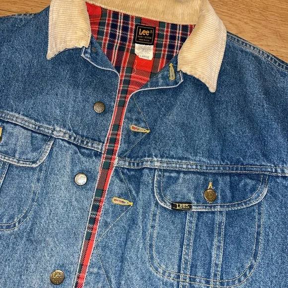 1960s Lee Riders Denim Jean Jacket XL Red Flannel Blanket Lined221-8745